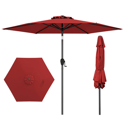 7.5 feet Outdoor Patio Heavy Duty Market Umbrella with Push Button Tilt-Black - Burgundy