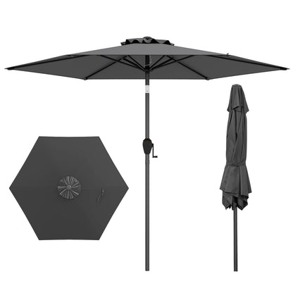 7.5 feet Outdoor Patio Heavy Duty Market Umbrella with Push Button Tilt-Black - Gray