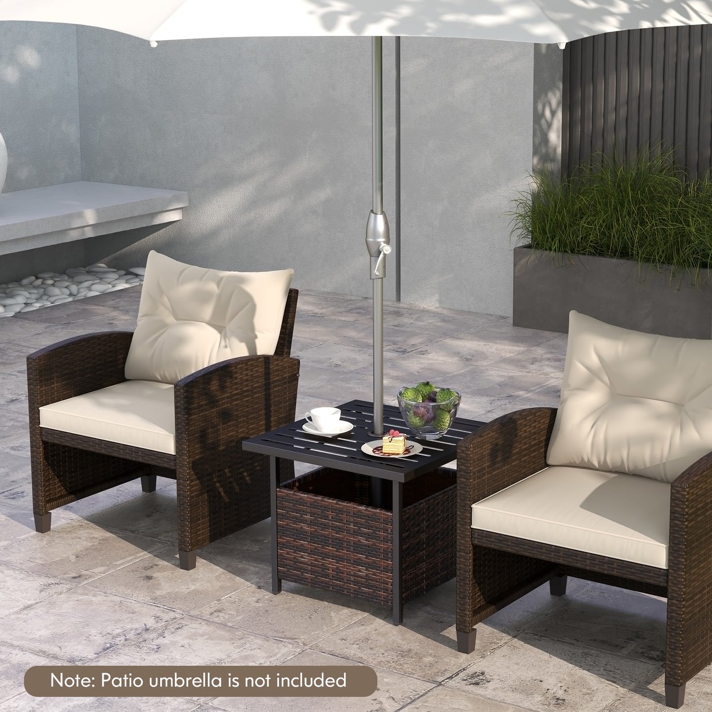 Outdoor Patio Rattan Wicker Steel Side Deck Table