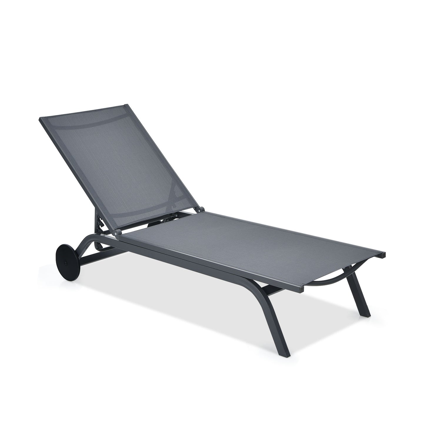 Aluminum Fabric Outdoor Patio Lounge Chair with Adjustable Reclining -Brown - Gray