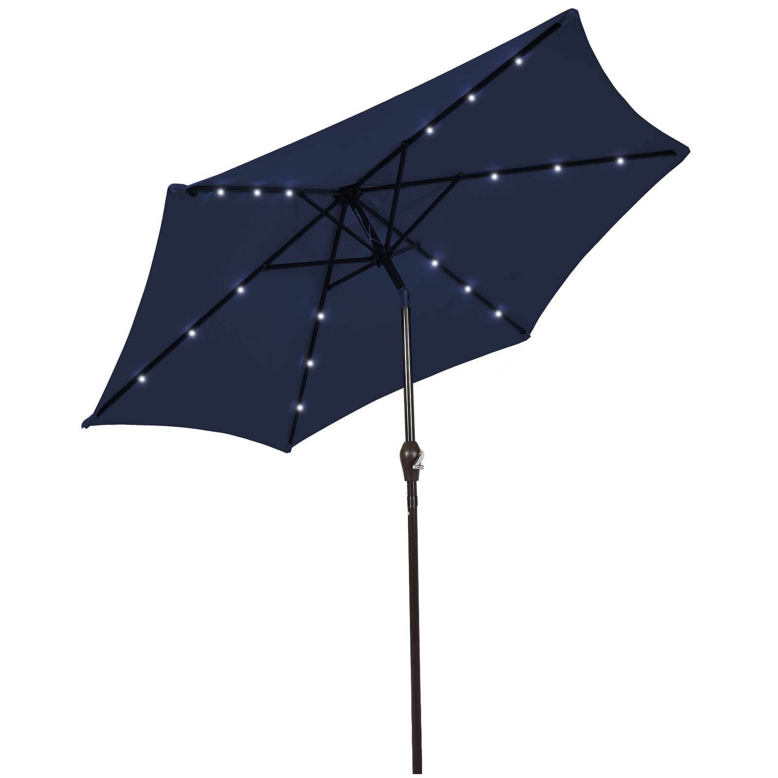 10' Solar LED Lighted Patio Market Umbrella Shade Tilt Adjustment Crank-Orange - Dark Blue