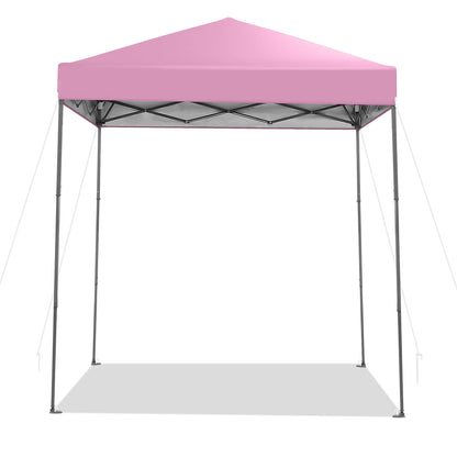 6.6 x 6.6 Feet Outdoor Pop-up Canopy Tent with UPF 50+ Sun Protection-Pink - Pink