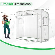 Outdoor Portable Walk-in Greenhouse with PE Cover Roll-up Zipper Door-White - White