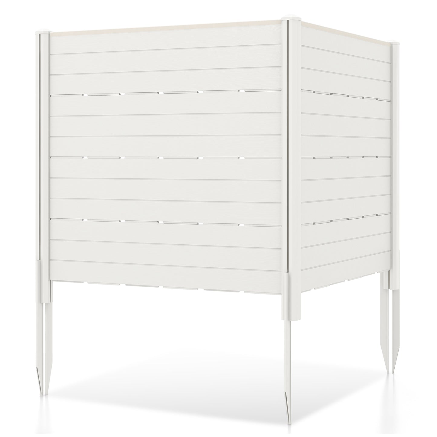 Outdoor Privacy Fence Screen with 5 Ground Stakes for Garden Yard Patio-White - White