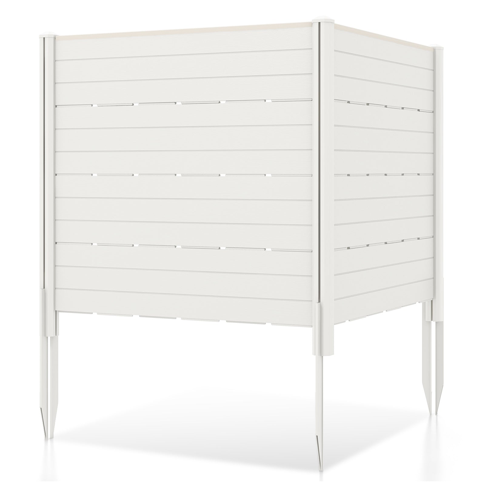 Outdoor Privacy Fence Screen with 5 Ground Stakes for Garden Yard Patio-White - White