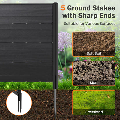 Outdoor Privacy Fence Screen with 5 Ground Stakes for Garden Yard Patio