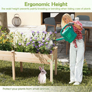 Fir Wood Outdoor Raised Garden Bed with Divider Panel and Drainage Holes