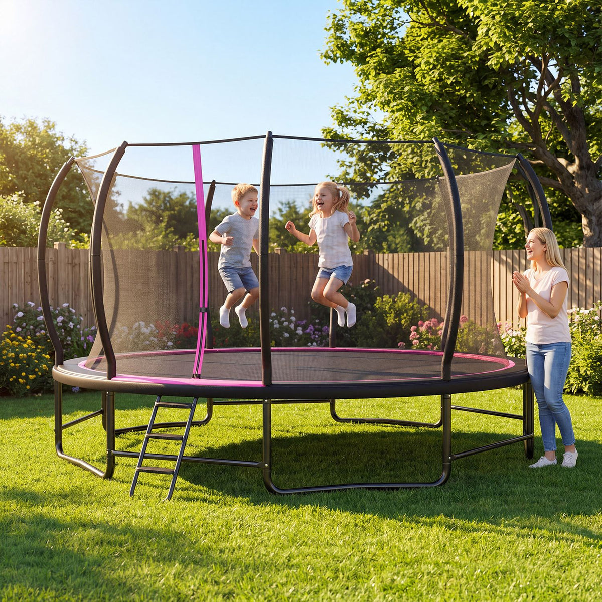 Outdoor Recreational Trampoline Giant Round Rebounder with Enclosure Net