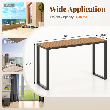 Outdoor Rectangle Console Table with Long-Lasting WPC Tabletop