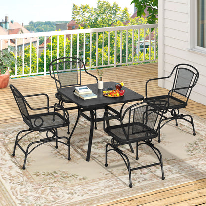 Outdoor Rocking Chair Set of 2 with Mesh Backrest and Seat for Yard-Black