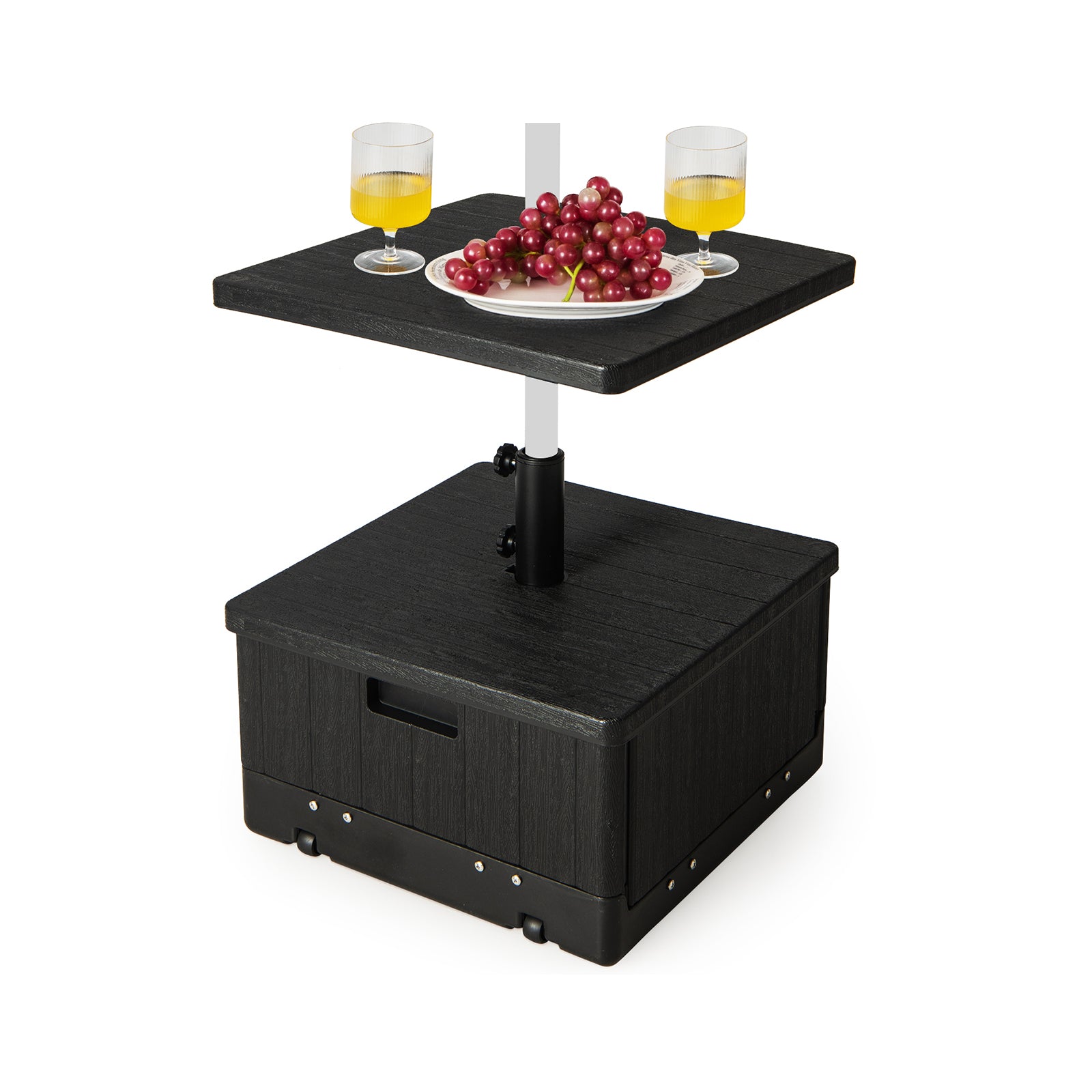 175 LBS Outdoor Fillable Umbrella Base with Table Tray-Brown - Black