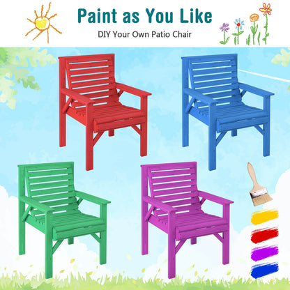 Outdoor Solid Fir Wood Chair with Inclined Backrest