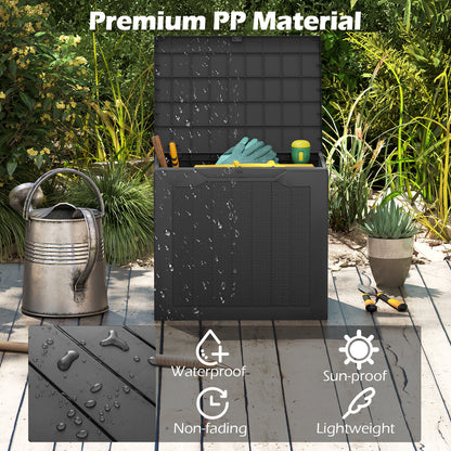 Outdoor Storage Box 25 Gallon Deck Box with Lockable Lid and Wicker-woven Texture-Black