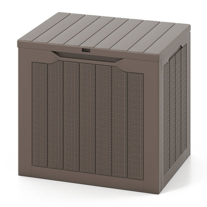 Outdoor Storage Box 25 Gallon Deck Box with Lockable Lid and Wicker-woven Texture-Brown
