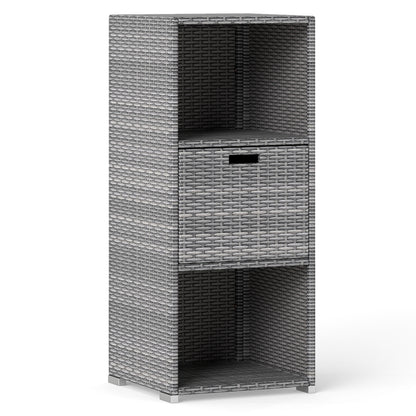 Outdoor Storage Cabinet Patio Wicker Organizer with Drawer