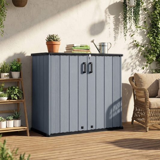 Outdoor Storage Shed 23.5 Cu.ft All-Weather Storage Box with Floor Lockable Door
