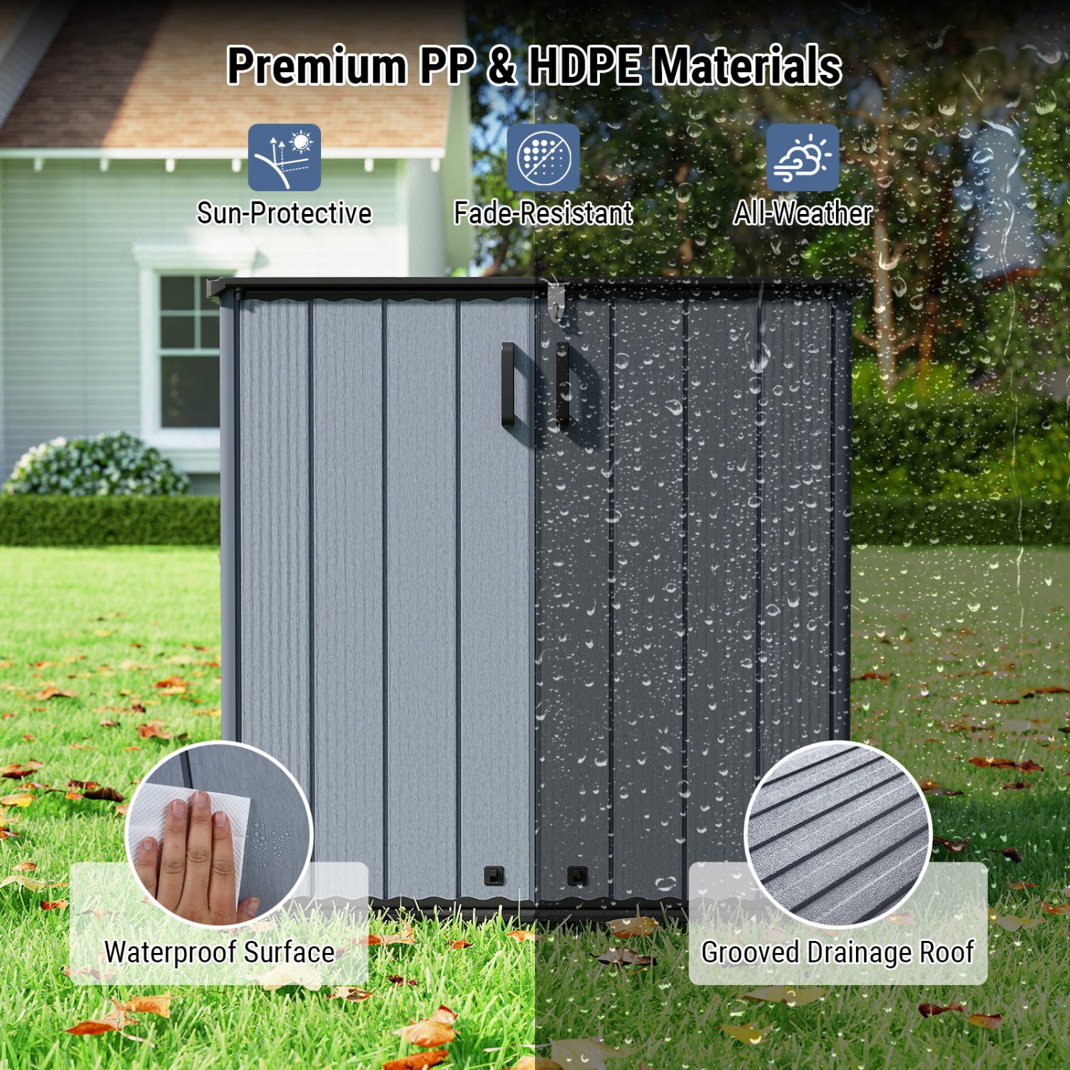 Outdoor Storage Shed 23.5 Cu.ft All-Weather Storage Box with Floor Lockable Door