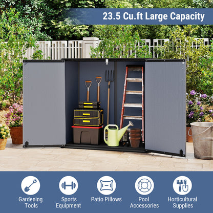 Outdoor Storage Shed 23.5 Cu.ft All-Weather Storage Box with Floor Lockable Door