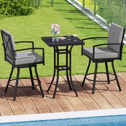 Outdoor Swivel Bar Stools Set of 2 Bar Height Patio Chairs with High Backrest