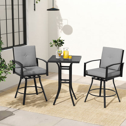 Outdoor Swivel Bar Stools Set of 2 Bar Height Patio Chairs with High Backrest