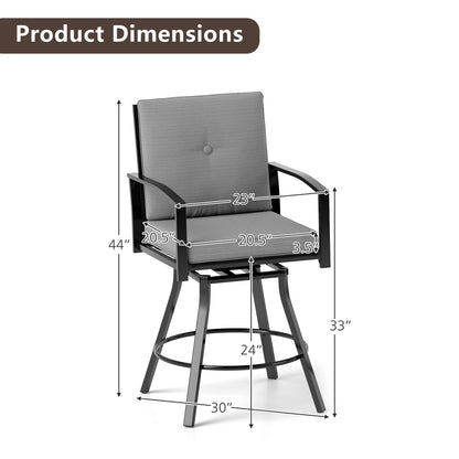 Outdoor Swivel Bar Stools Set of 2 Bar Height Patio Chairs with High Backrest