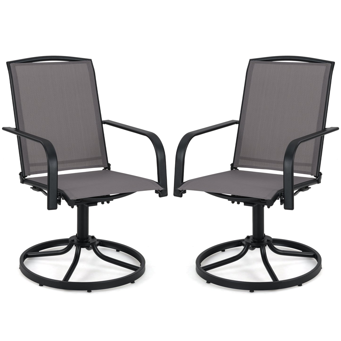 Outdoor Swivel Chairs Set of 2 with High Back and Breathable Seat