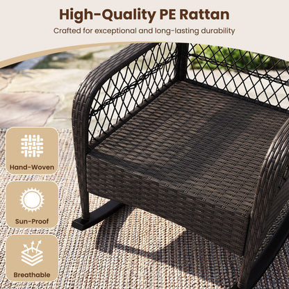 Outdoor Wicker Rocking Chair with Cushions - 400 LBS Capacity