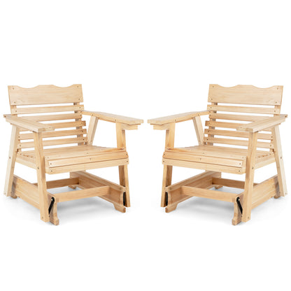 Outdoor Wood Rocking Chair with High Back and Widened Armrests