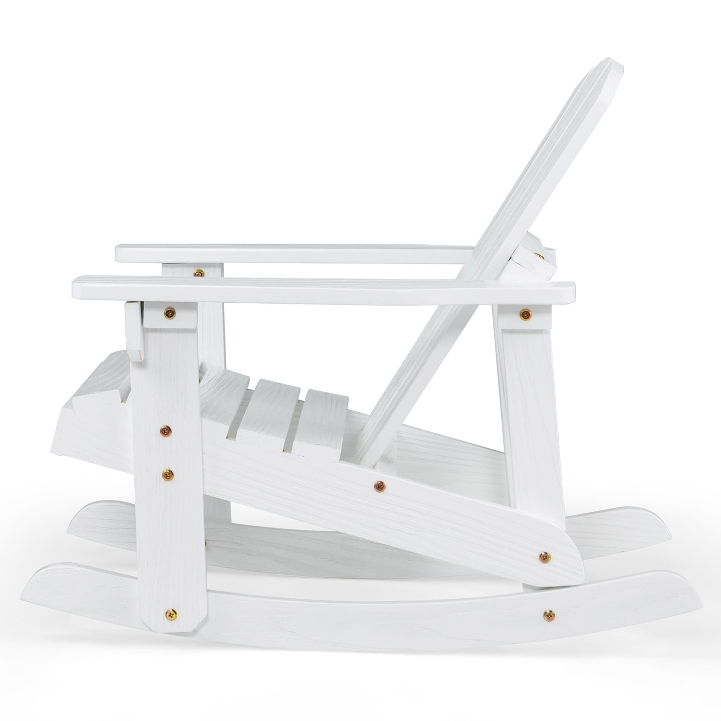 Outdoor Wooden Kid Adirondack Rocking Chair with Slatted Seat-White