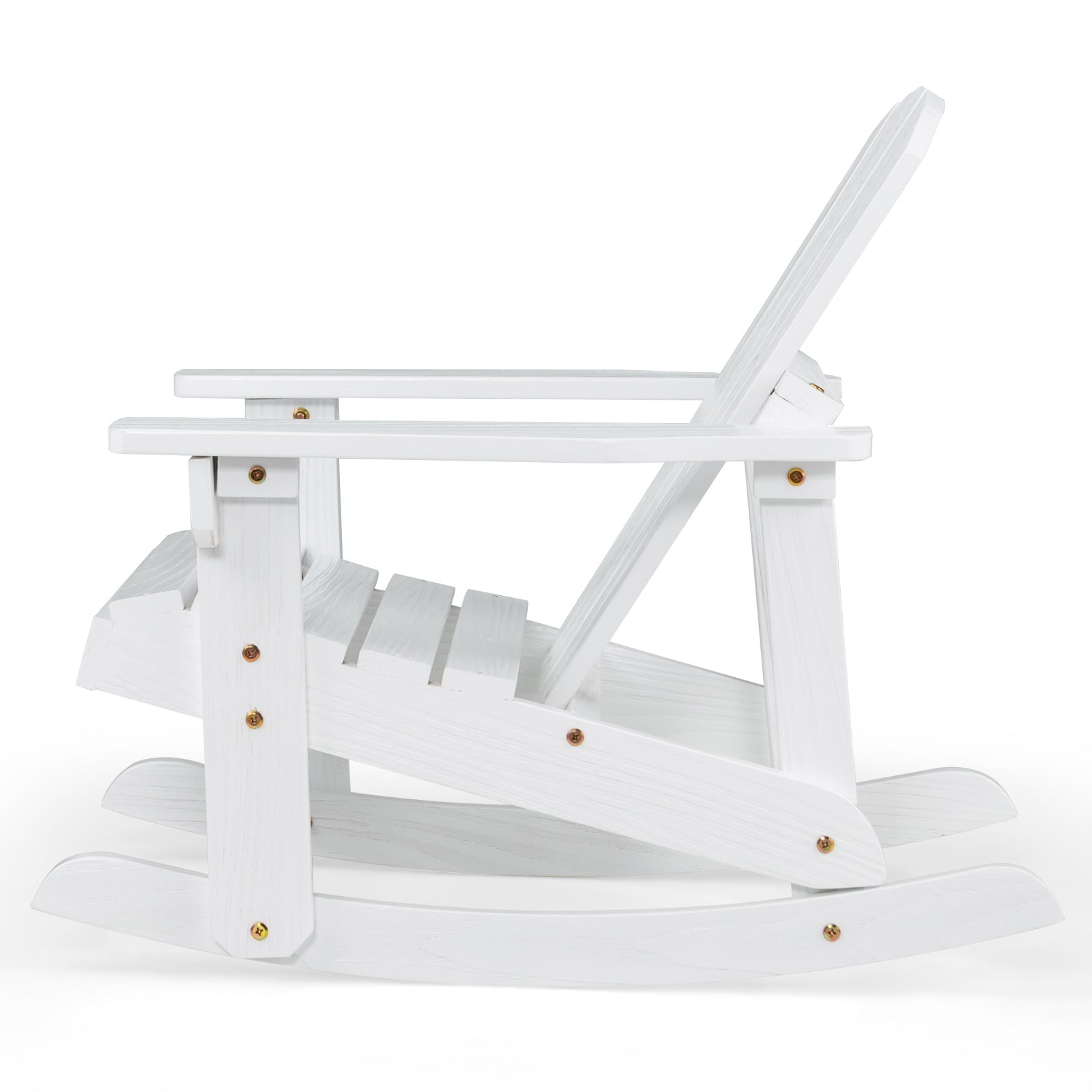 Outdoor Wooden Kid Adirondack Rocking Chair with Slatted Seat-White