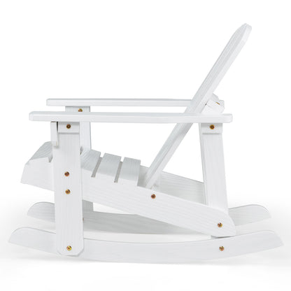 Outdoor Wooden Kid Adirondack Rocking Chair with Slatted Seat-White