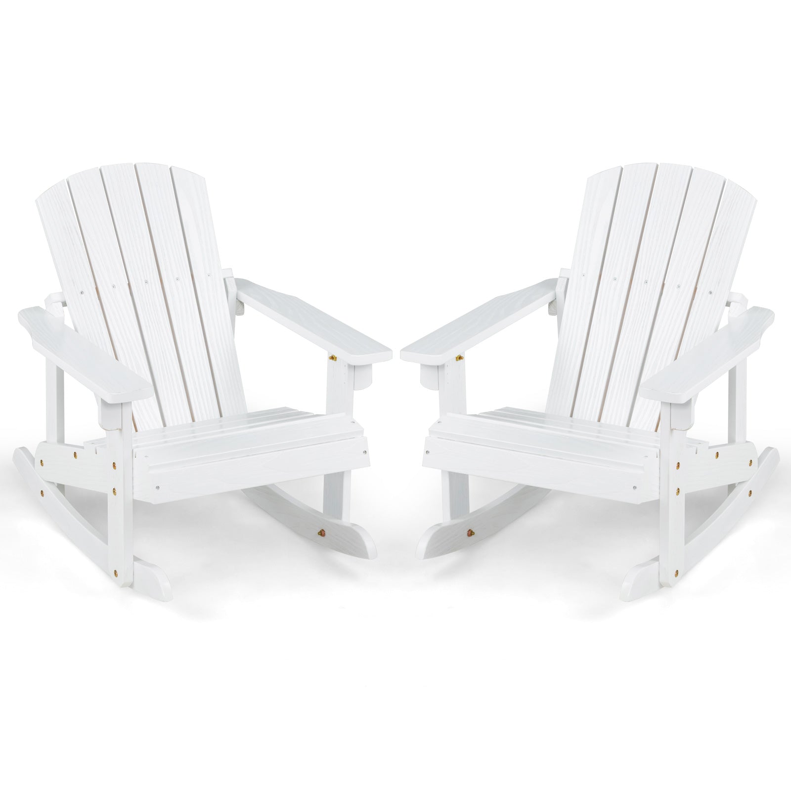 Outdoor Wooden Kid Adirondack Rocking Chair with Slatted Seat-White