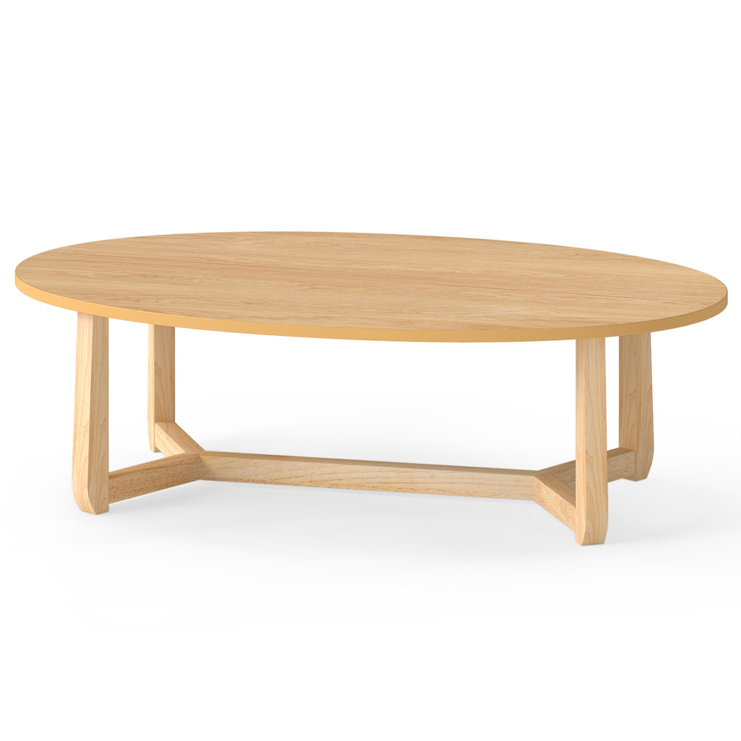 Oval Coffee Table 46 Inches Wooden Accent Table with Thickened Top