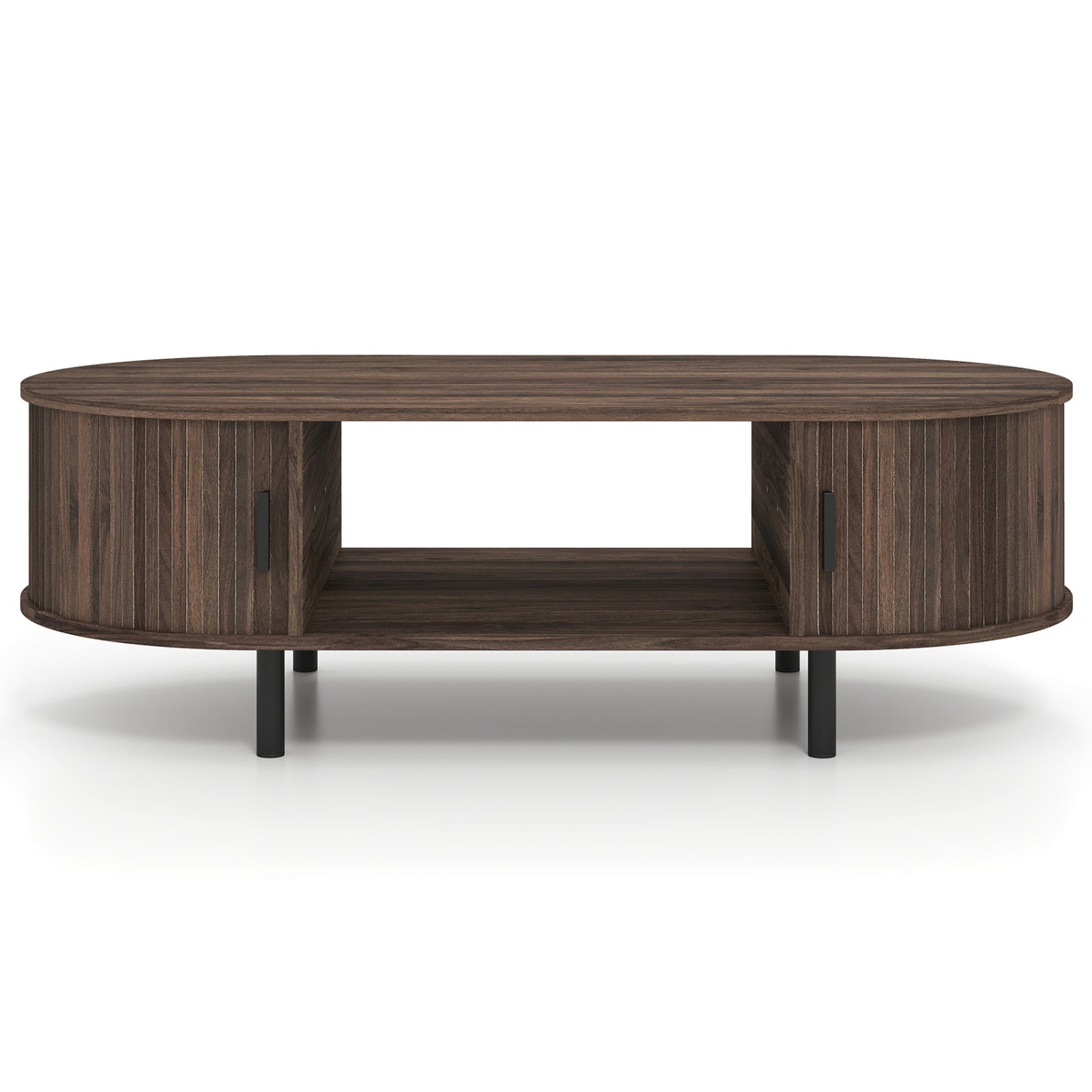 Oval Coffee Table 47.5inch Wooden Center Table with Storage