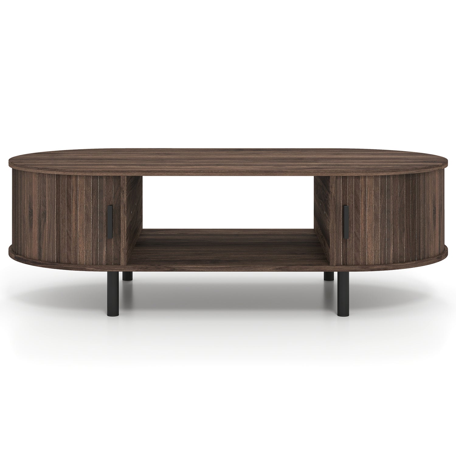 Oval Coffee Table 47.5inch Wooden Center Table with Storage