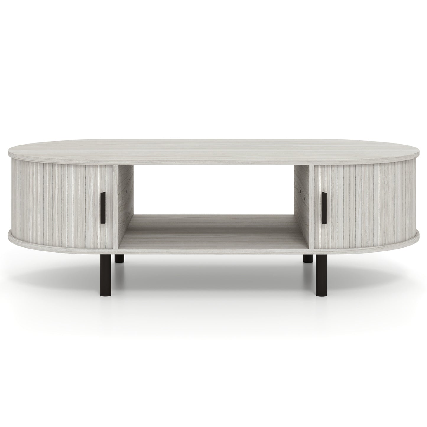 Oval Coffee Table 47.5inch Wooden Center Table with Storage