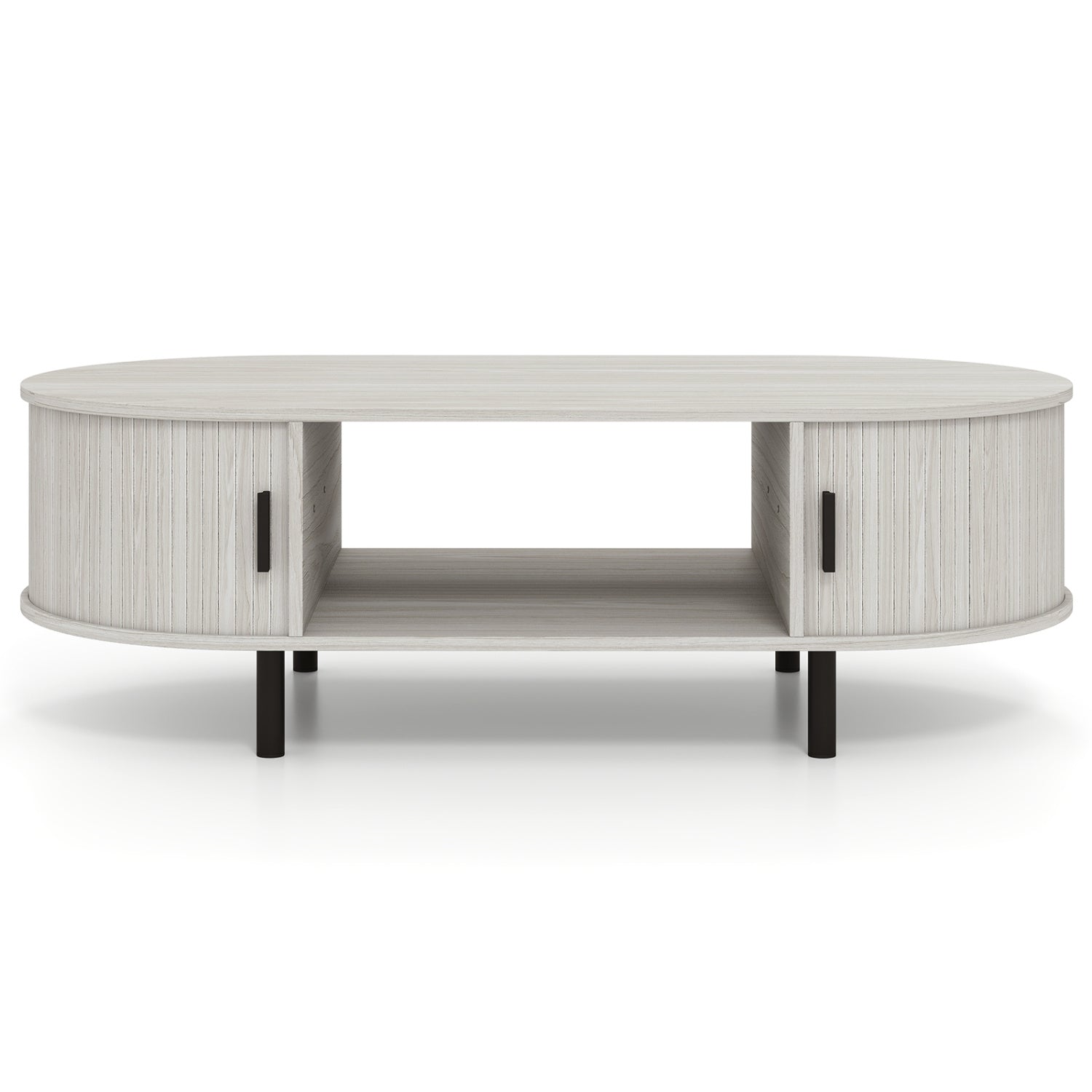 Oval Coffee Table 47.5inch Wooden Center Table with Storage