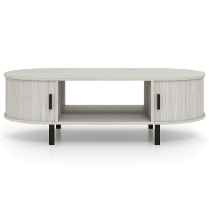 Oval Coffee Table 47.5inch Wooden Center Table with Storage