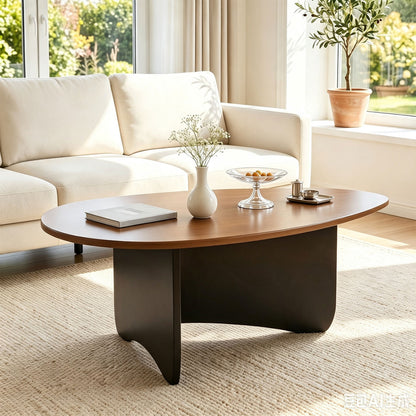 Oval Coffee Table Mid Century Modern Low Profile Wood