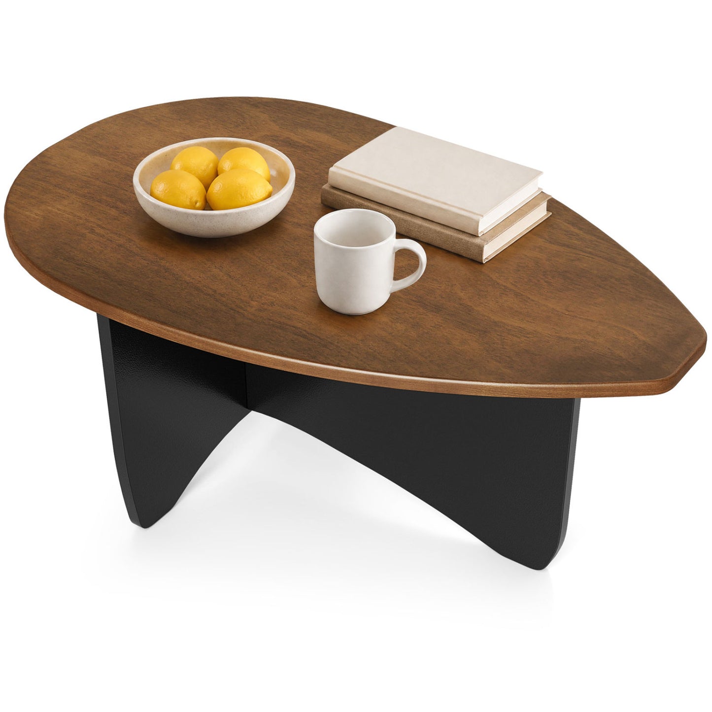 Oval Coffee Table Mid Century Modern Low Profile Wood