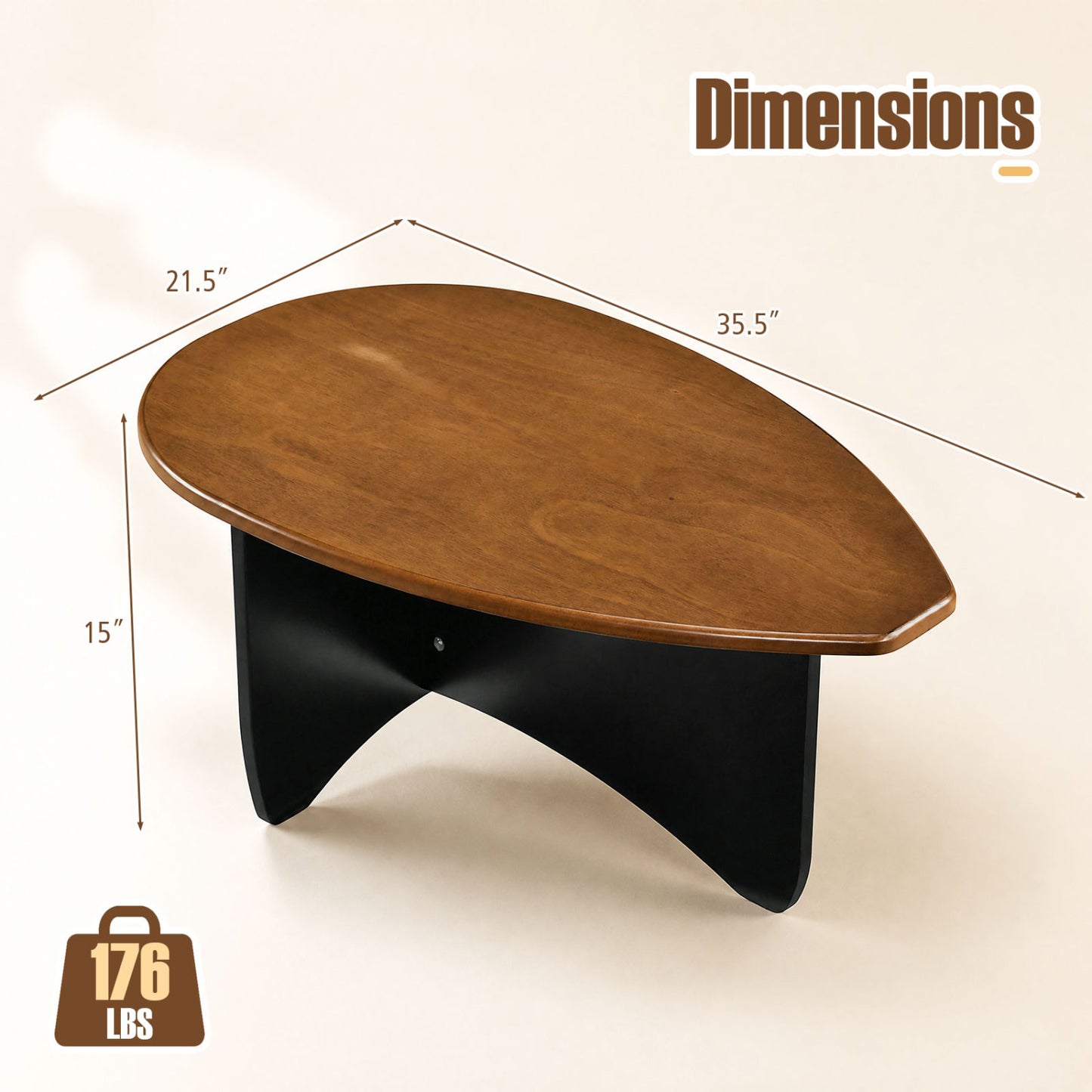 Oval Coffee Table Mid Century Modern Low Profile Wood