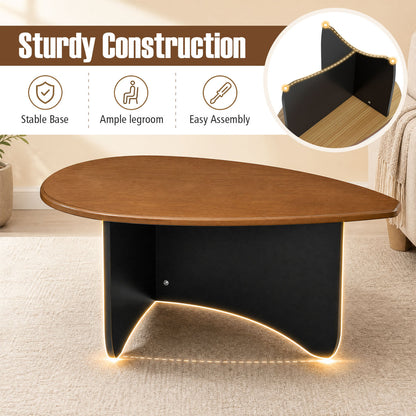 Oval Coffee Table Mid Century Modern Low Profile Wood