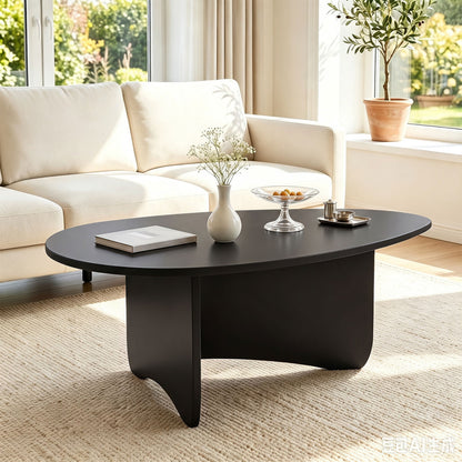 Oval Coffee Table Mid Century Modern Low Profile Wood