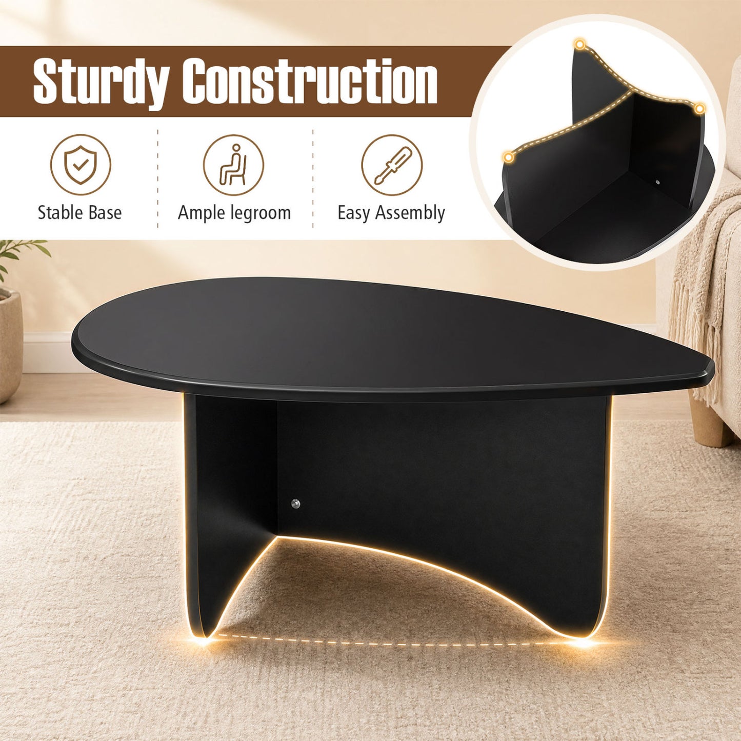 Oval Coffee Table Mid Century Modern Low Profile Wood