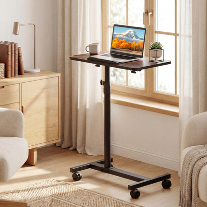 Adjustable Overbed Table with Rolling Wheels - Walnut