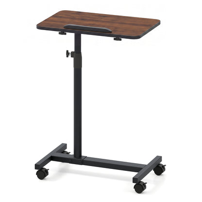 Adjustable Overbed Table with Rolling Wheels - Walnut