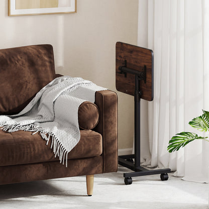 Adjustable Overbed Table with Rolling Wheels - Walnut