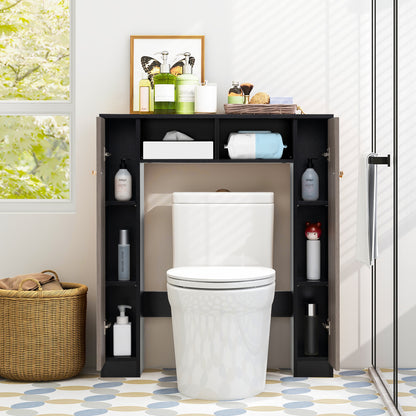 Over The Toilet Storage Cabinet with 2 Open Compartments and 4 Adjustable Shelves