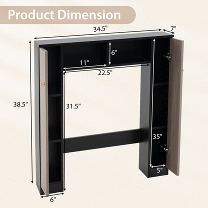 Over The Toilet Storage Cabinet with 2 Open Compartments and 4 Adjustable Shelves