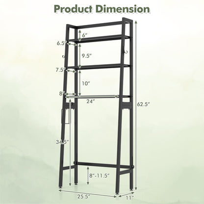 3-Tier Over The Toilet Storage Shelf with Adjustable Bottom Bar